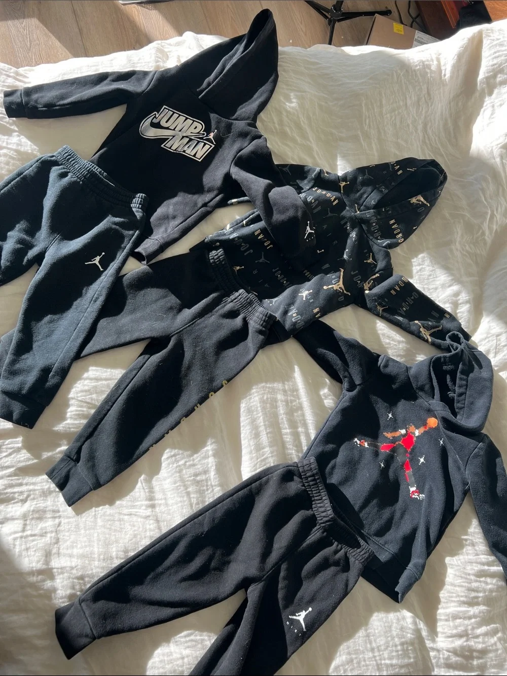 Jordan Kids Black Jumpman Hooded Sweatpants Sets (3) 24m